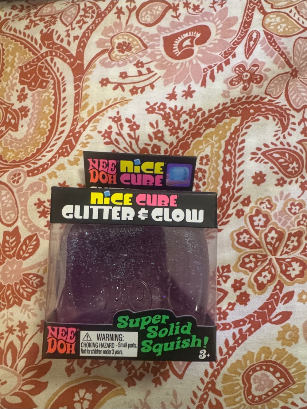 Nee Doh Nice Cube Glitter & Glow Super Solid Squish! - Purple